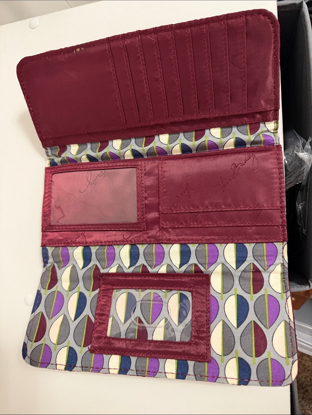 Vera Bradley Quilted Burgundy Long Wallet - Picture 3 of 3